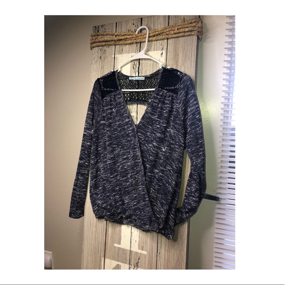 Maurices Blue Open Cross Over Sweater